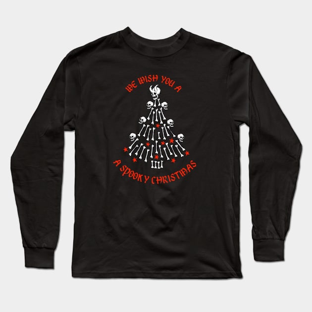 Gothic Skull Christmas Tree Spooky Christmas Long Sleeve T-Shirt by Curio Pop Relics